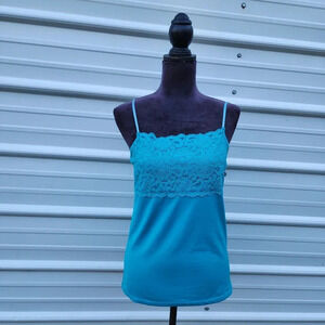Boutique Essentials Lace Camisole Adjustable Straps Deep Teal Stretch Nylon Sz M